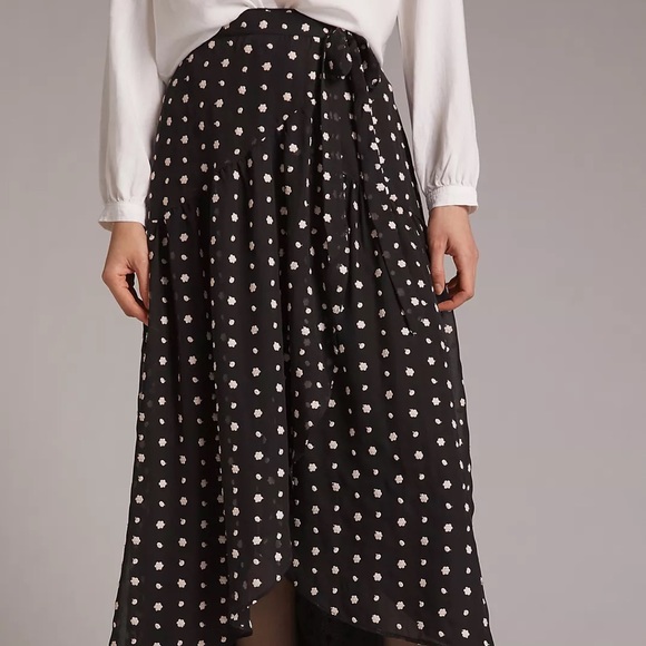 NWT HOST PICK 🌹 Anthropologie Embroidered Wrap Midi Skirt - Picture 9 of 9